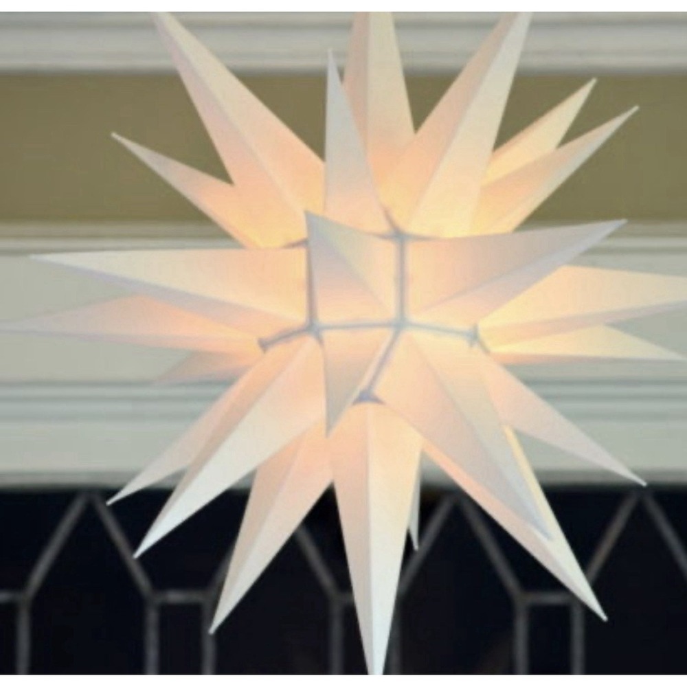 MORAVIAN STAR Advent & Christmas 21" Illuminated Hanging White Star NEVER USED